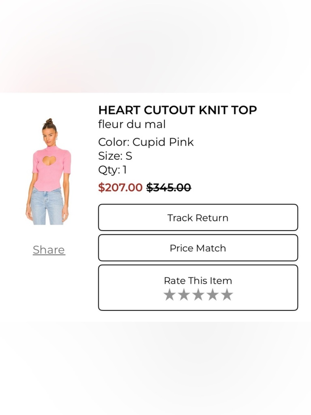 Fleur du Mal Cupid Pink Heart Cutout Knit Top